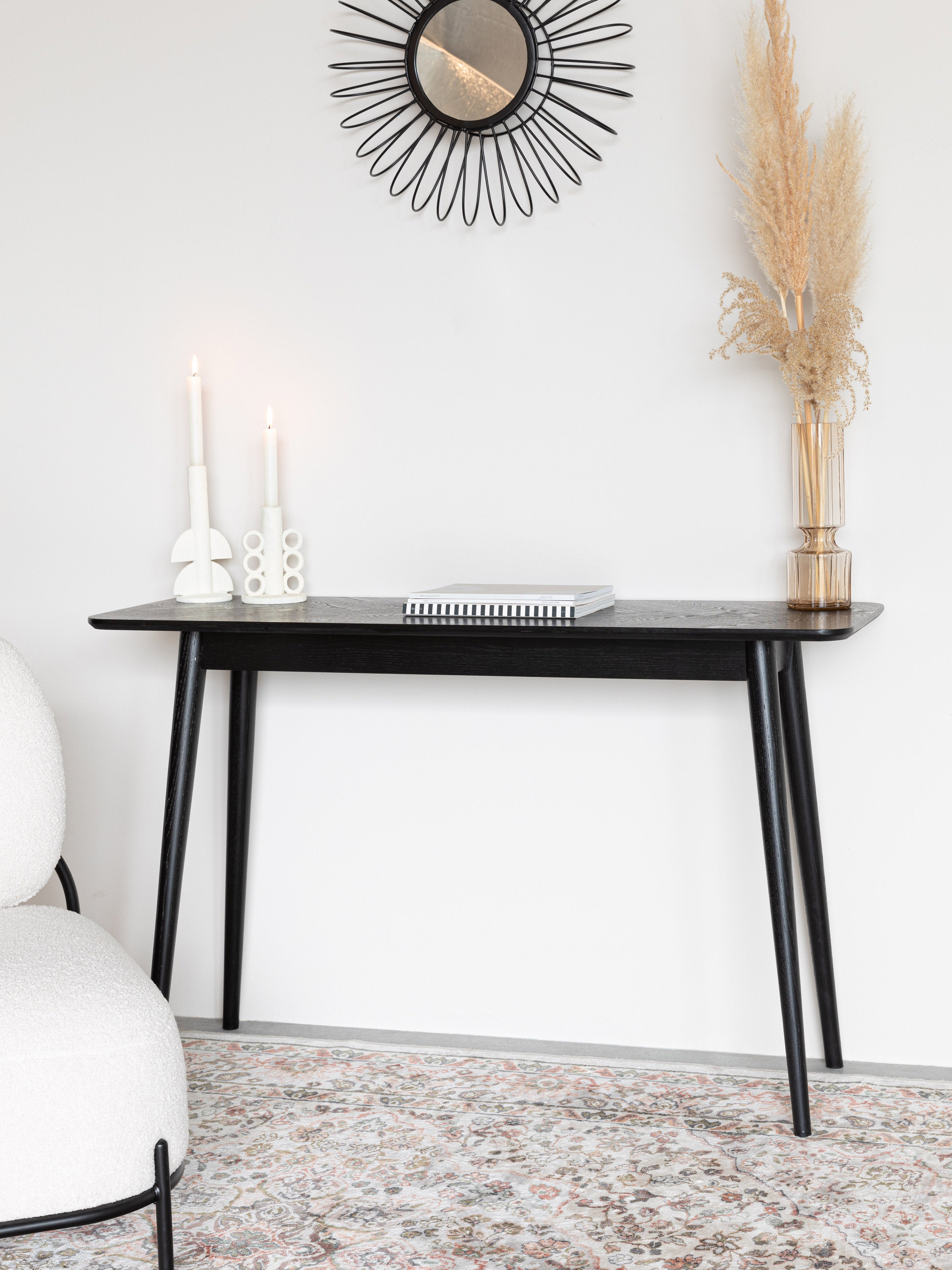 Halifax Wooden Herringbone Console Table - Black