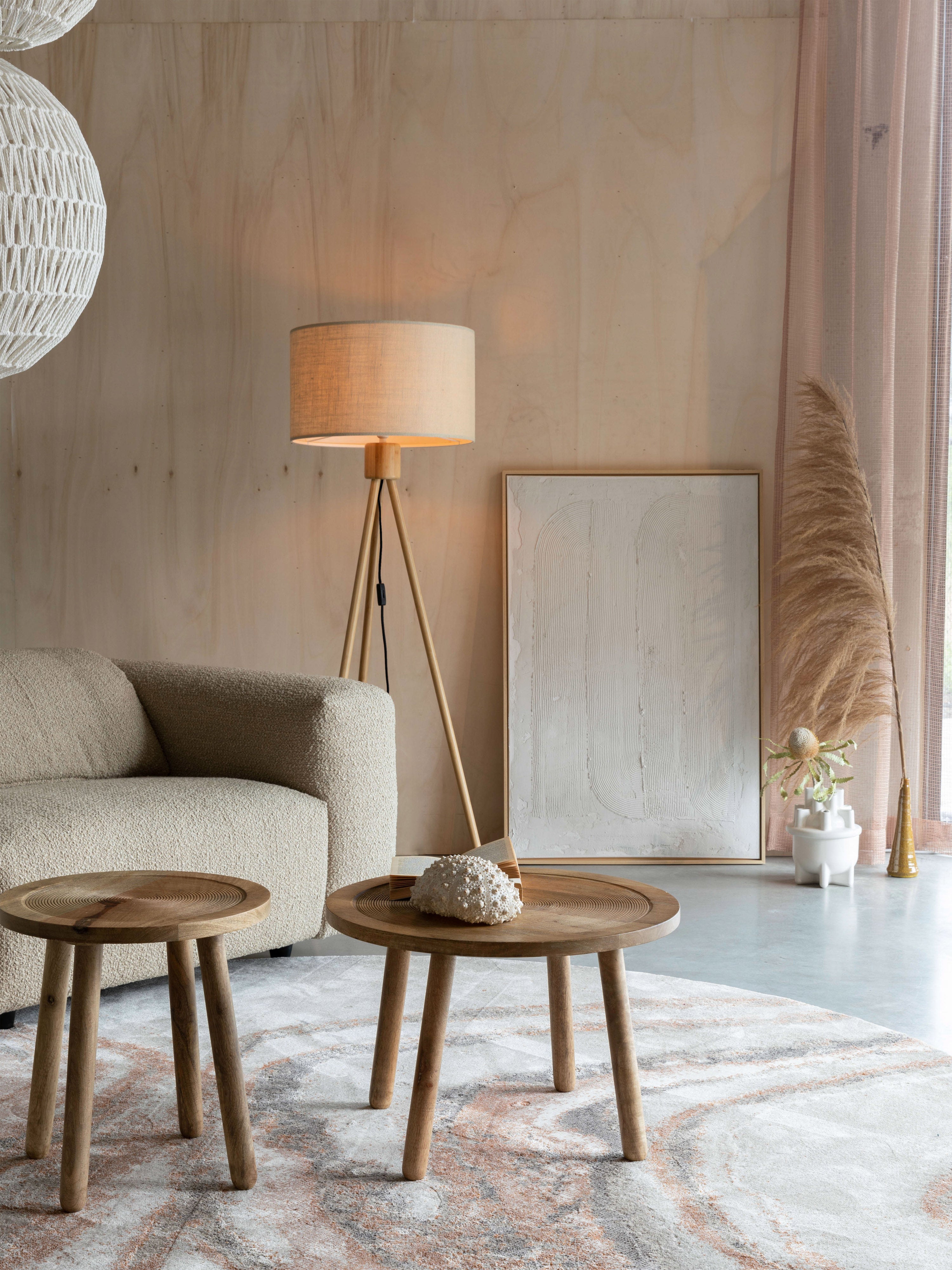 Bamboo Tripod Fan Floor Lamp