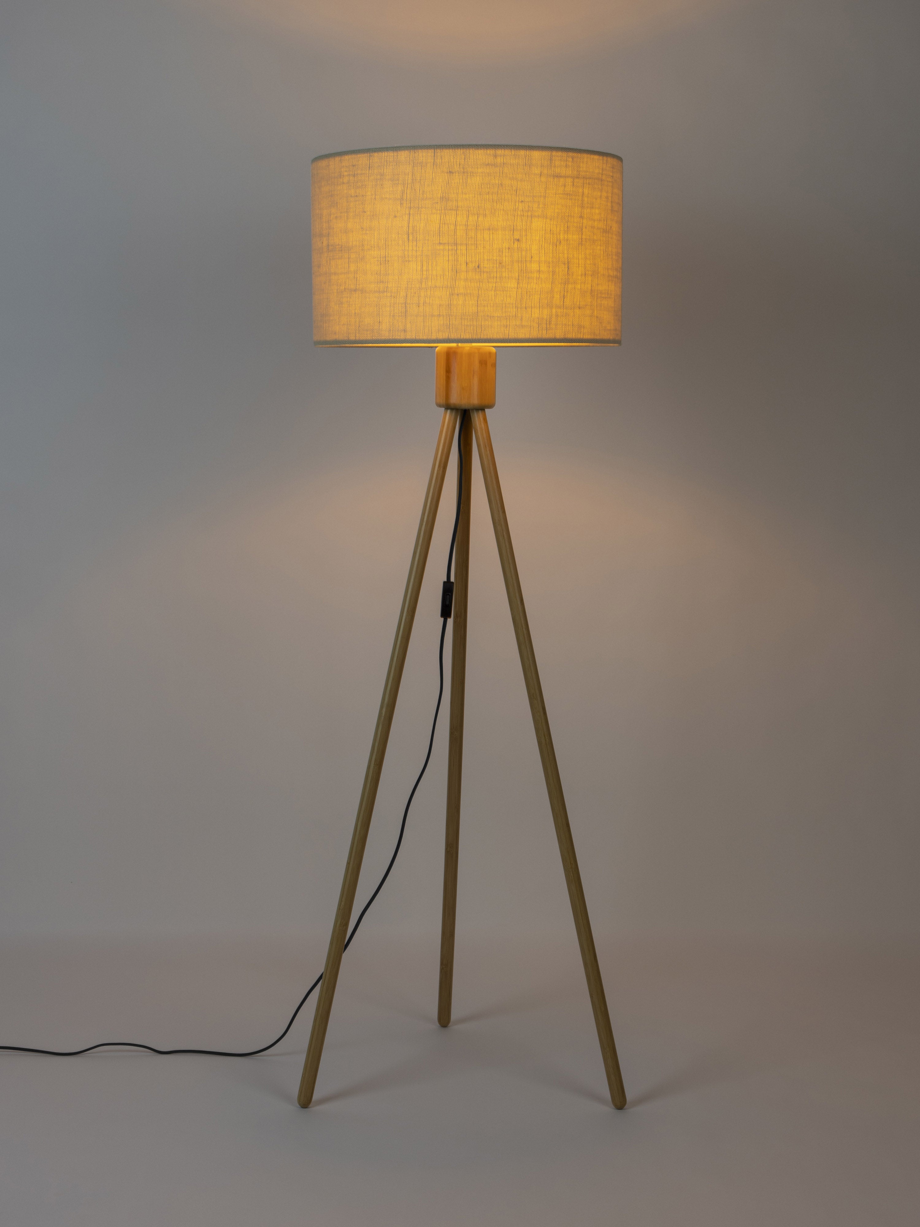 Bamboo Tripod Fan Floor Lamp