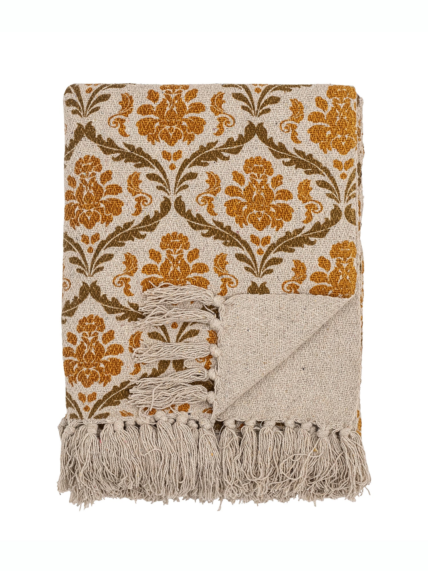 Hanny Mustard Patterned Recycled Cotton Throw