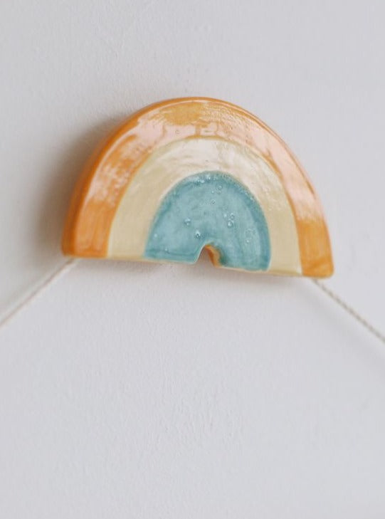 Handmade Ceramic Rainbow Screw Cover - Mustard-Turquoise