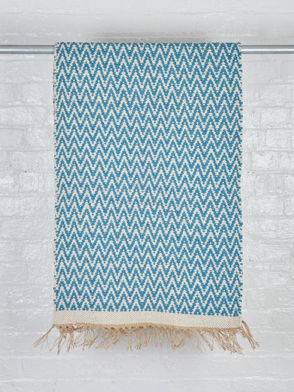 Hand Woven Patterned Rug with Jute and Tassels - 70 x 200cm