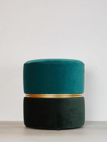 Deep Emerald Green Plush Velvet Bubbly Stool