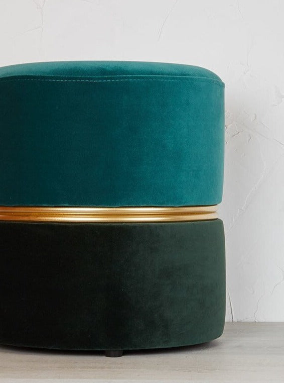 Deep Emerald Green Plush Velvet Bubbly Stool