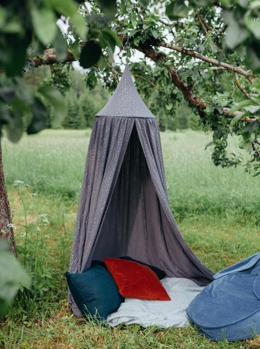 Grey Canopy with Gold Dot Detail