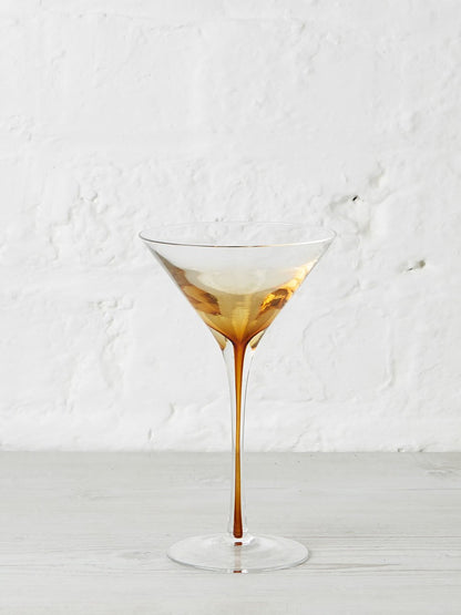 Amber Mouthblown Martini Glass