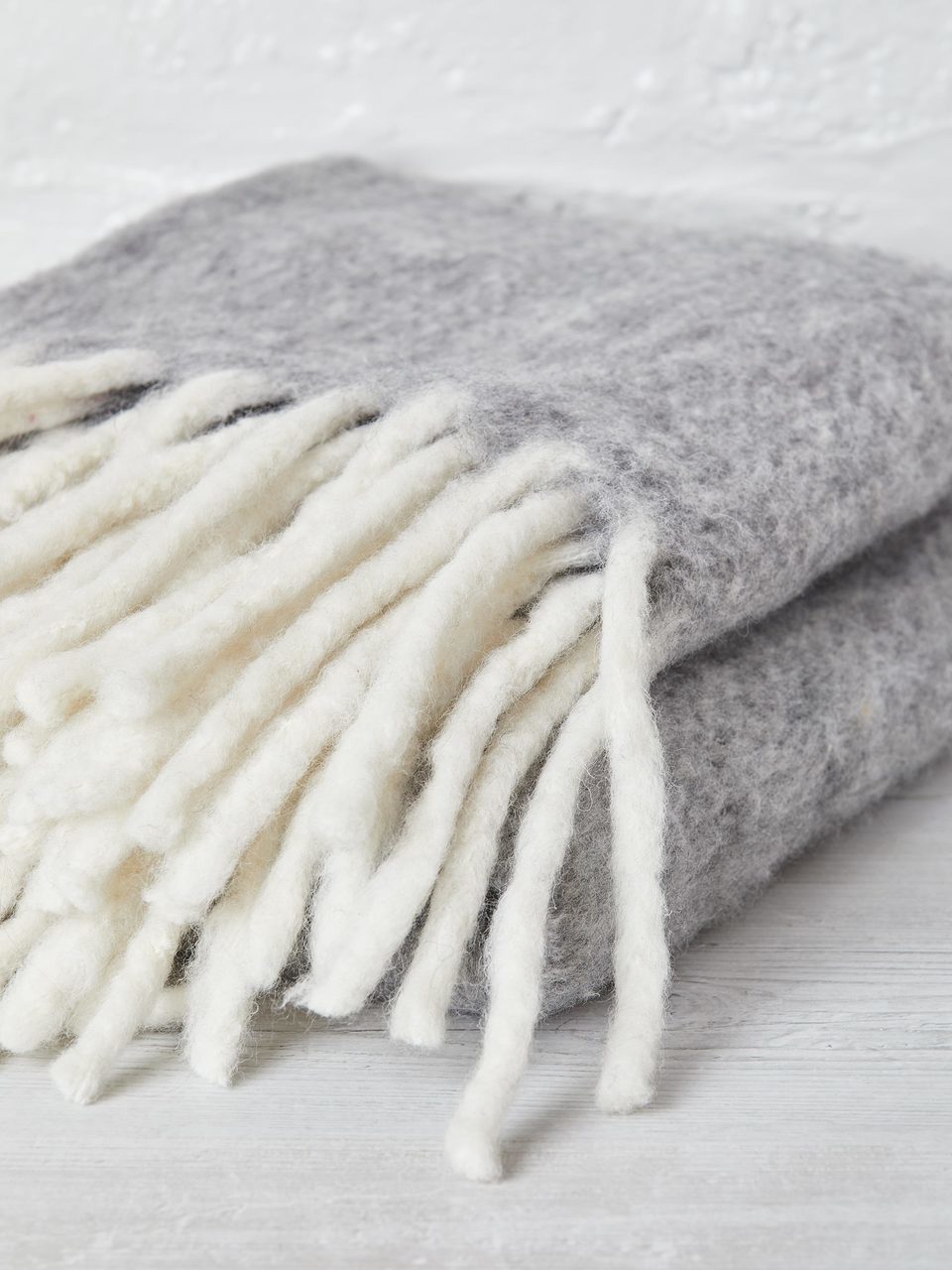 Mohair Throw in Light Grey