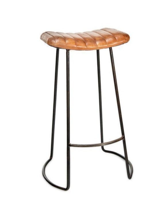 Narwana Ribbed Leather Stool Large