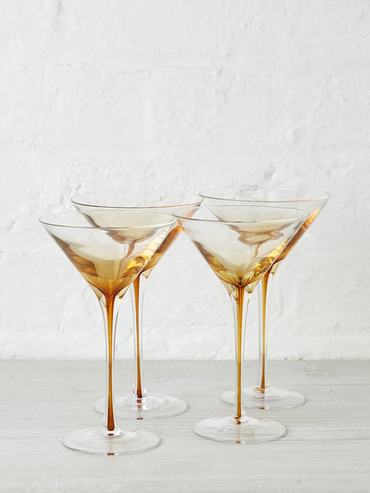 Amber Mouthblown Martini Glass