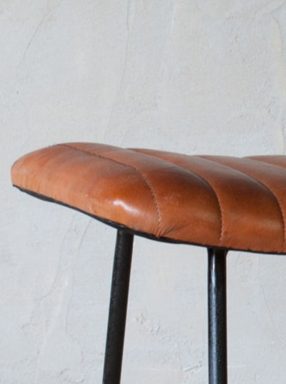 Narwana Ribbed Leather Stool Large