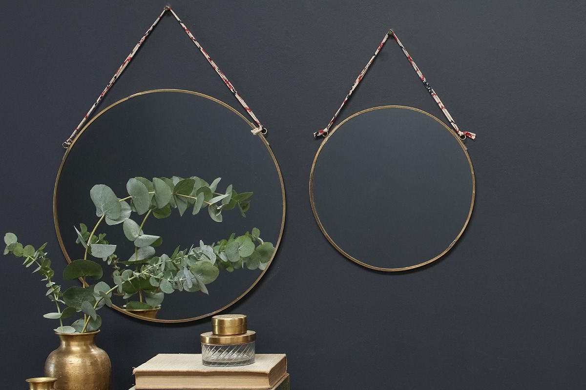 Large Round Brass Kiko Mirror