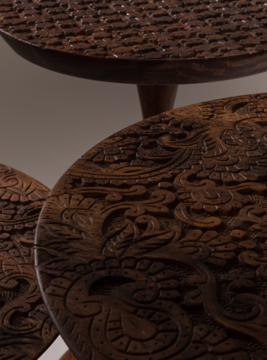 Hand Carved Side Table - 2 Sizes Available