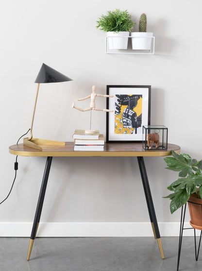 Darla Wooden Console Table with Brass Edging