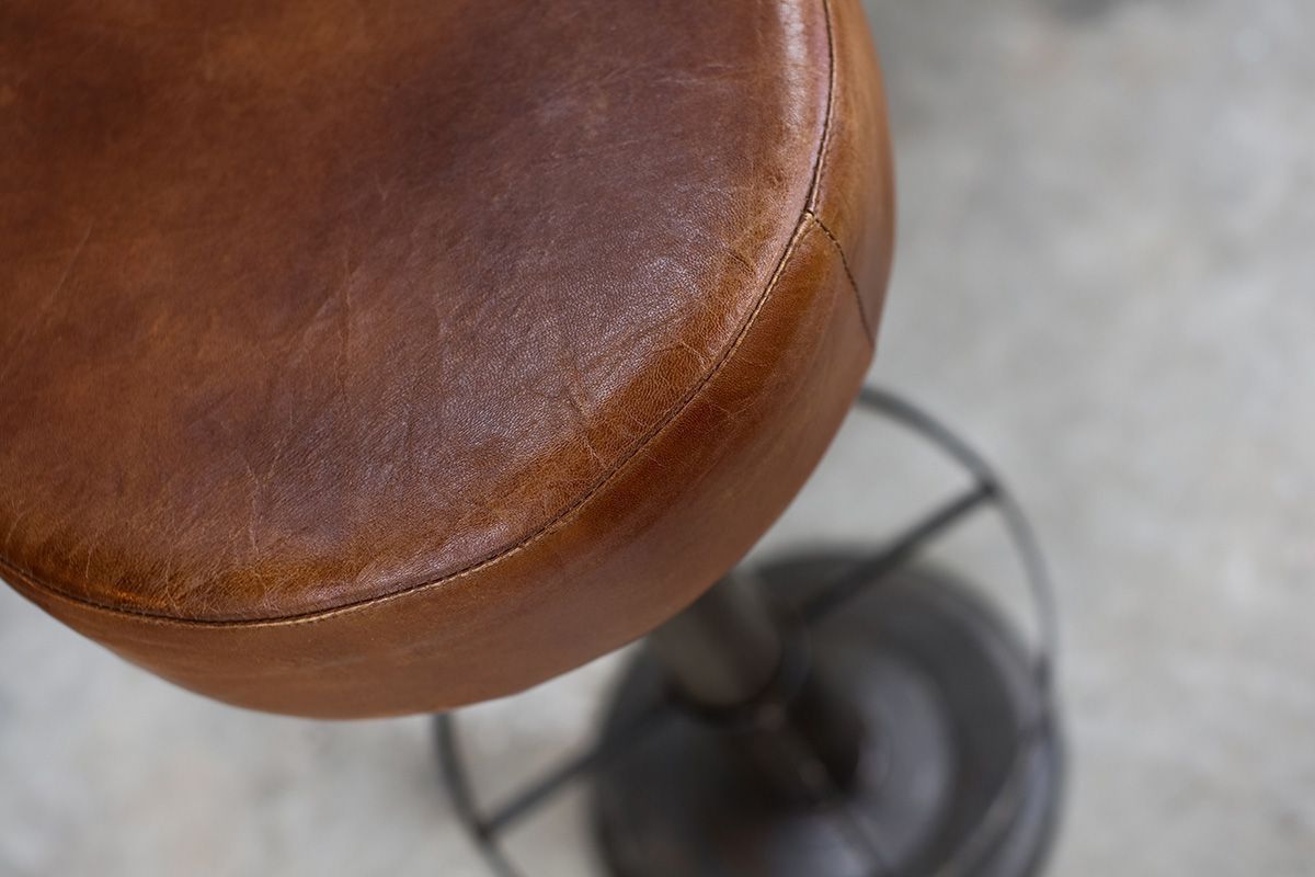 Narwana Round Leather Stool