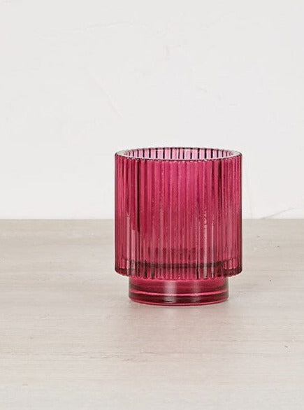 Molly Coloured Glass Tealight Holder Cerise