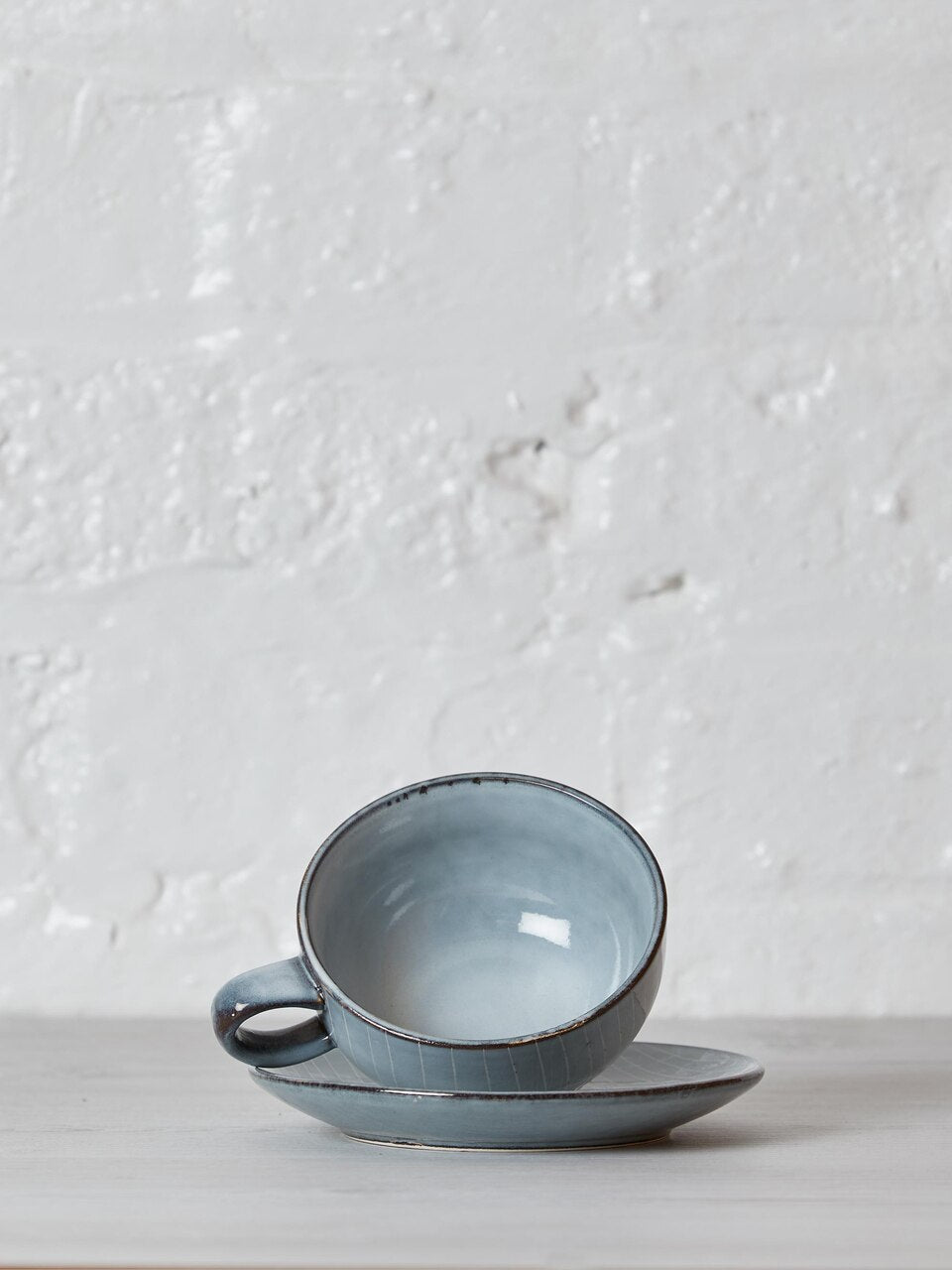 Nordic Sea Large Stoneware Coffee Cup and Saucer