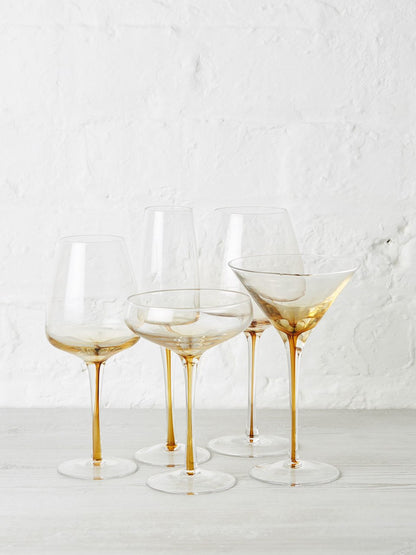 Amber Mouthblown White Wine Glass