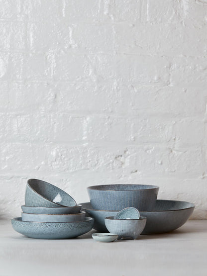 Nordic Sea Small Stoneware Nibble Bowl on Feet