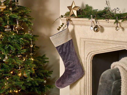 Karru Cotton Velvet Christmas Stocking - Charcoal