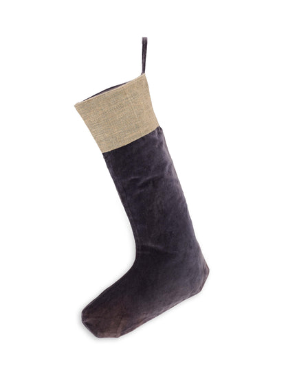 Karru Cotton Velvet Christmas Stocking - Charcoal