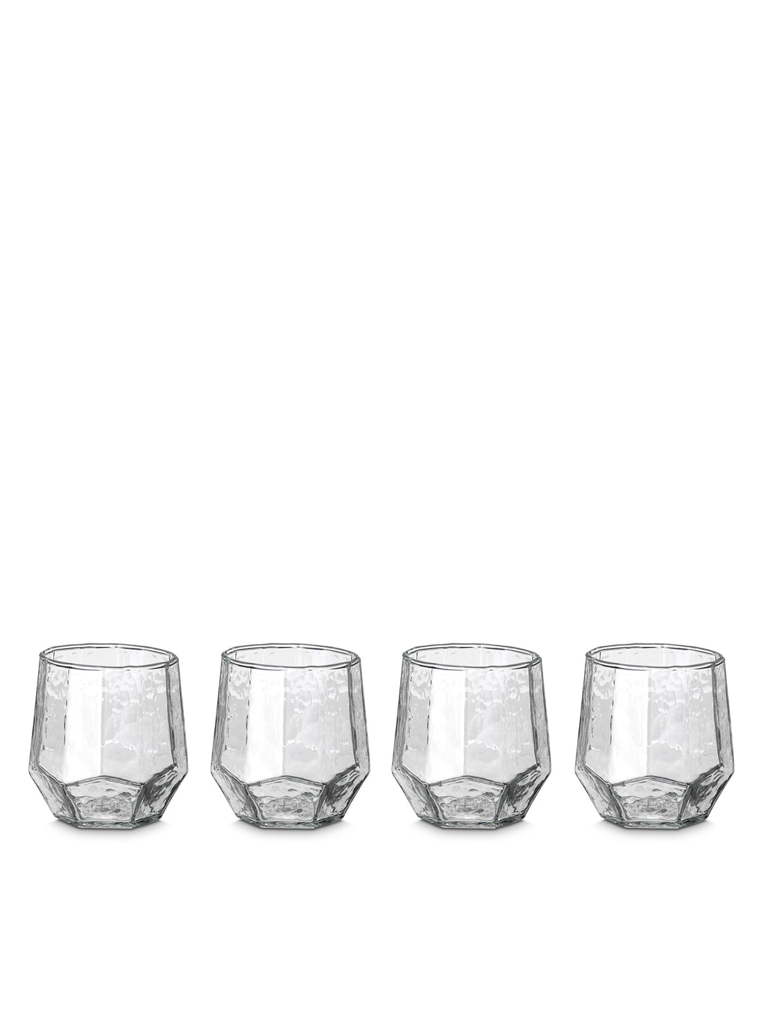 Kavya Geometric Hammered Clear Tumbler Glass