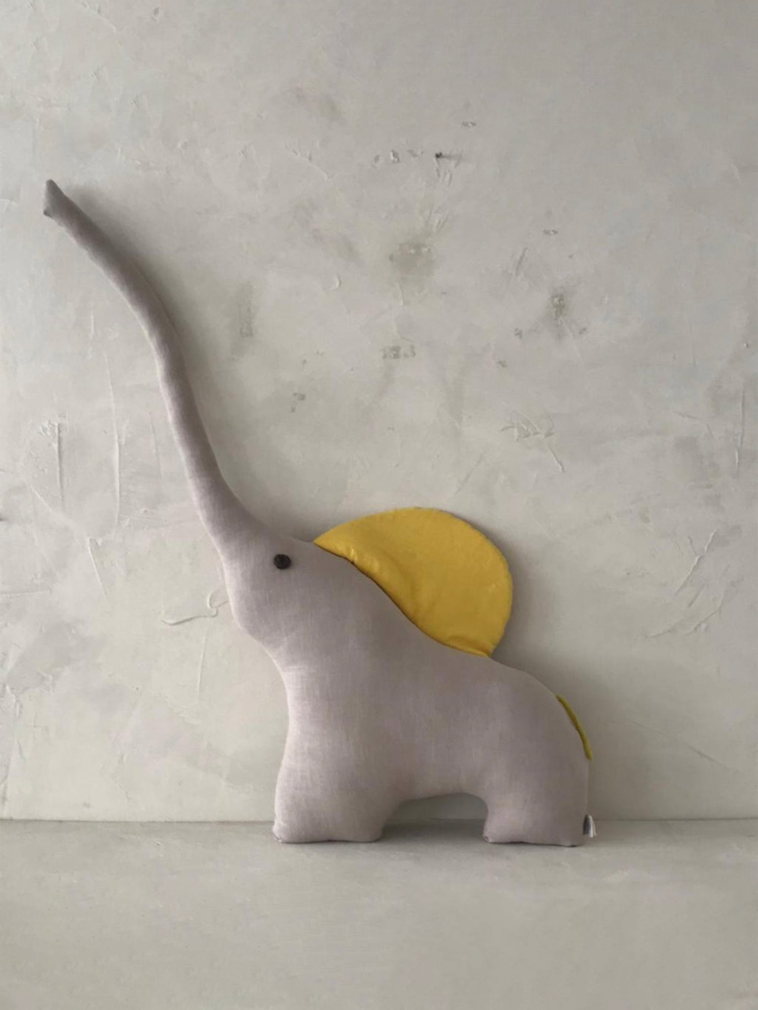 Linen Elephant Cushion - Lemon/Sand Large