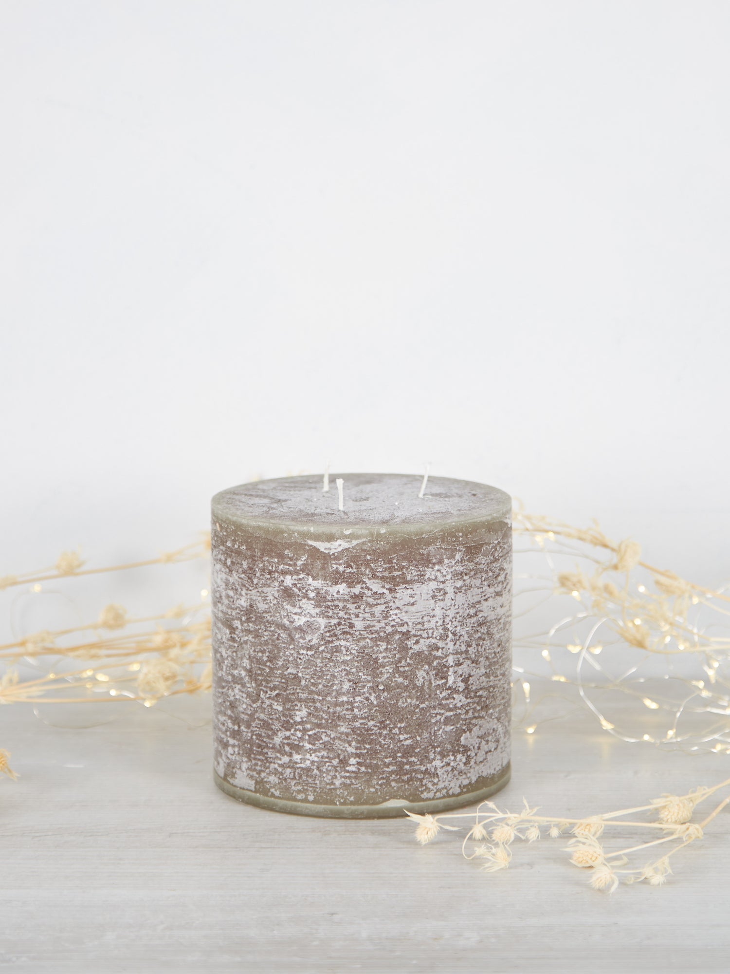 Giant Rustic Pillar Candle Olive