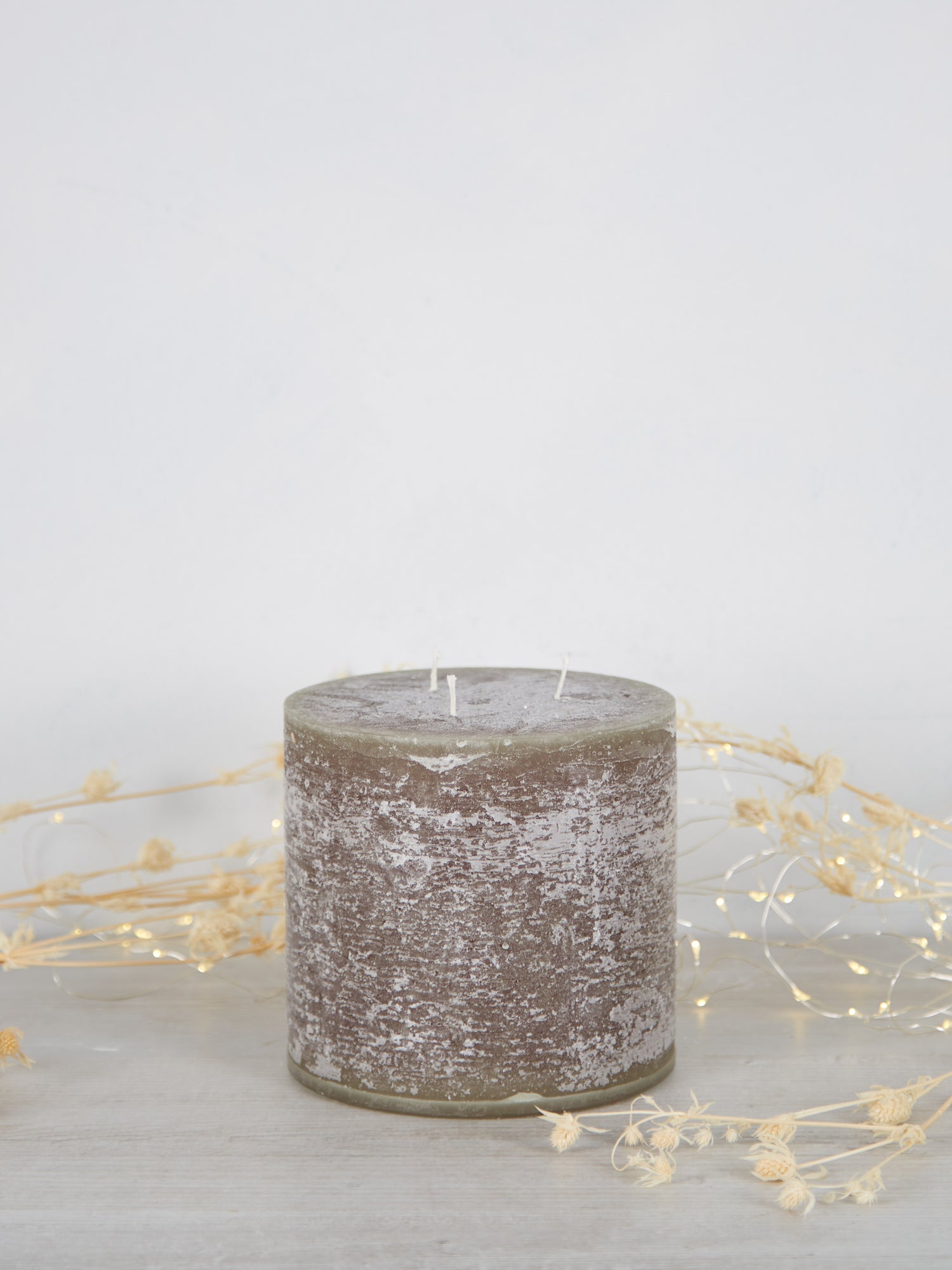 Giant Rustic Pillar Candle Olive