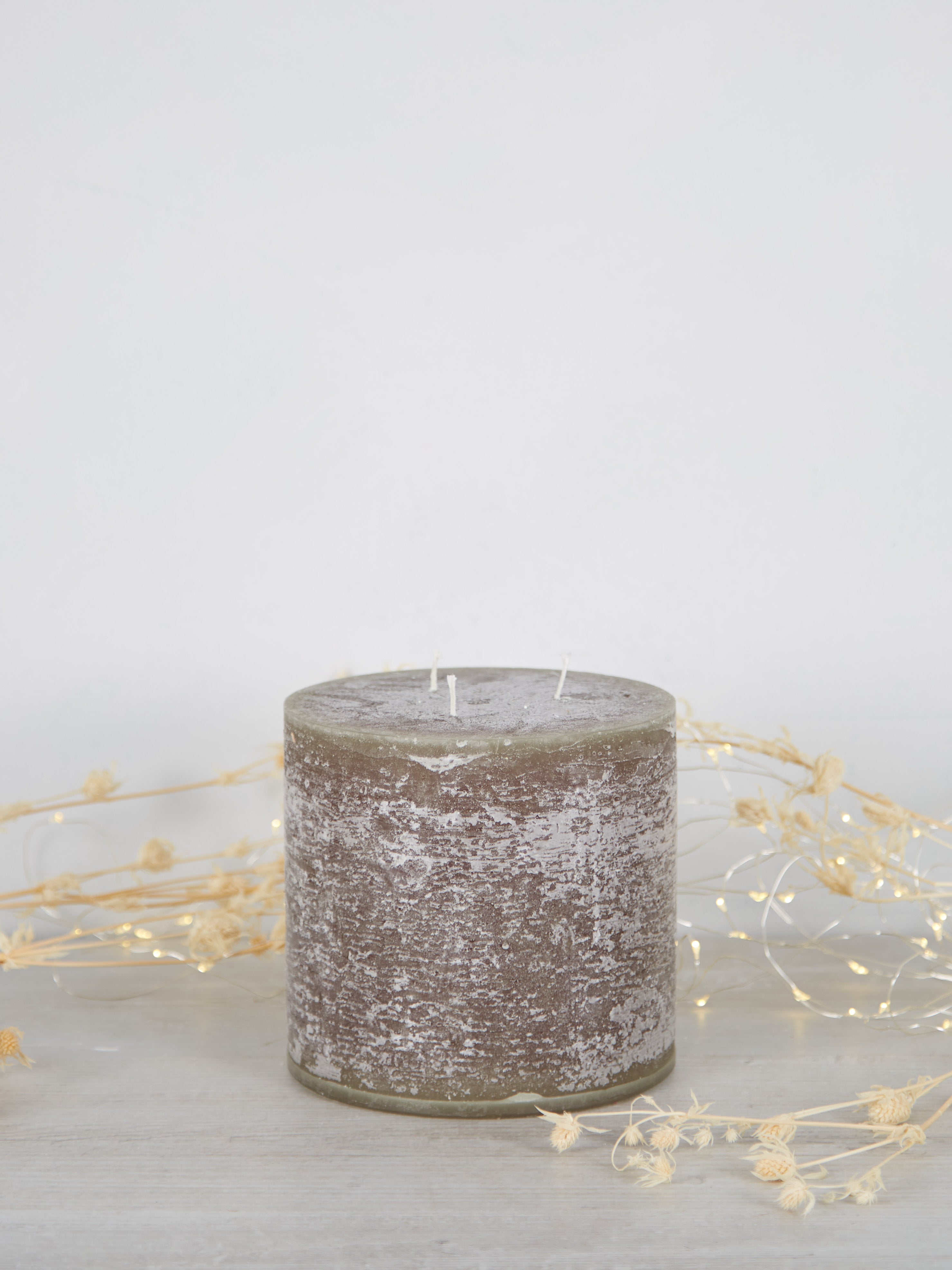 Giant Rustic Pillar Candle Olive