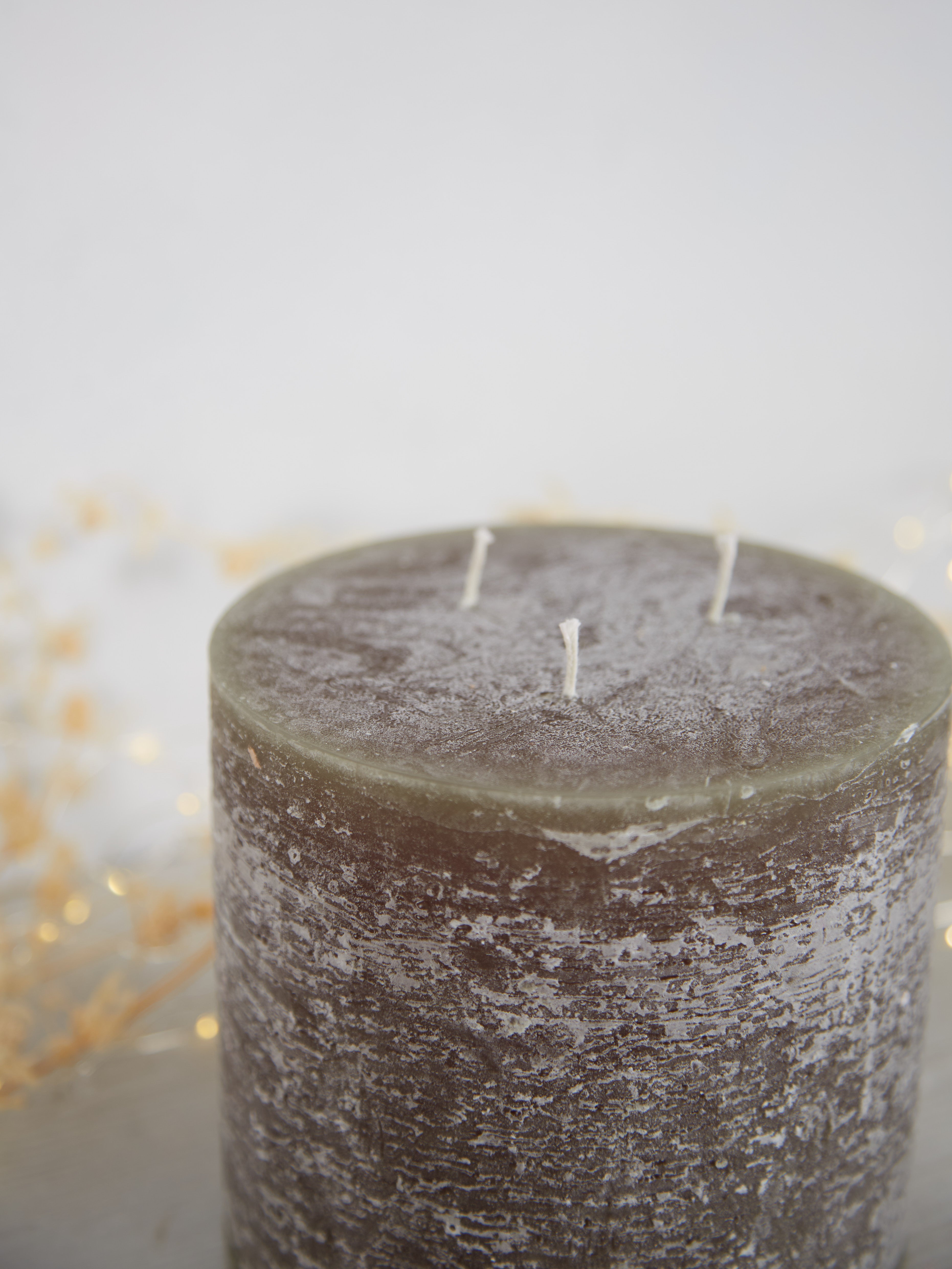 Giant Rustic Pillar Candle Olive