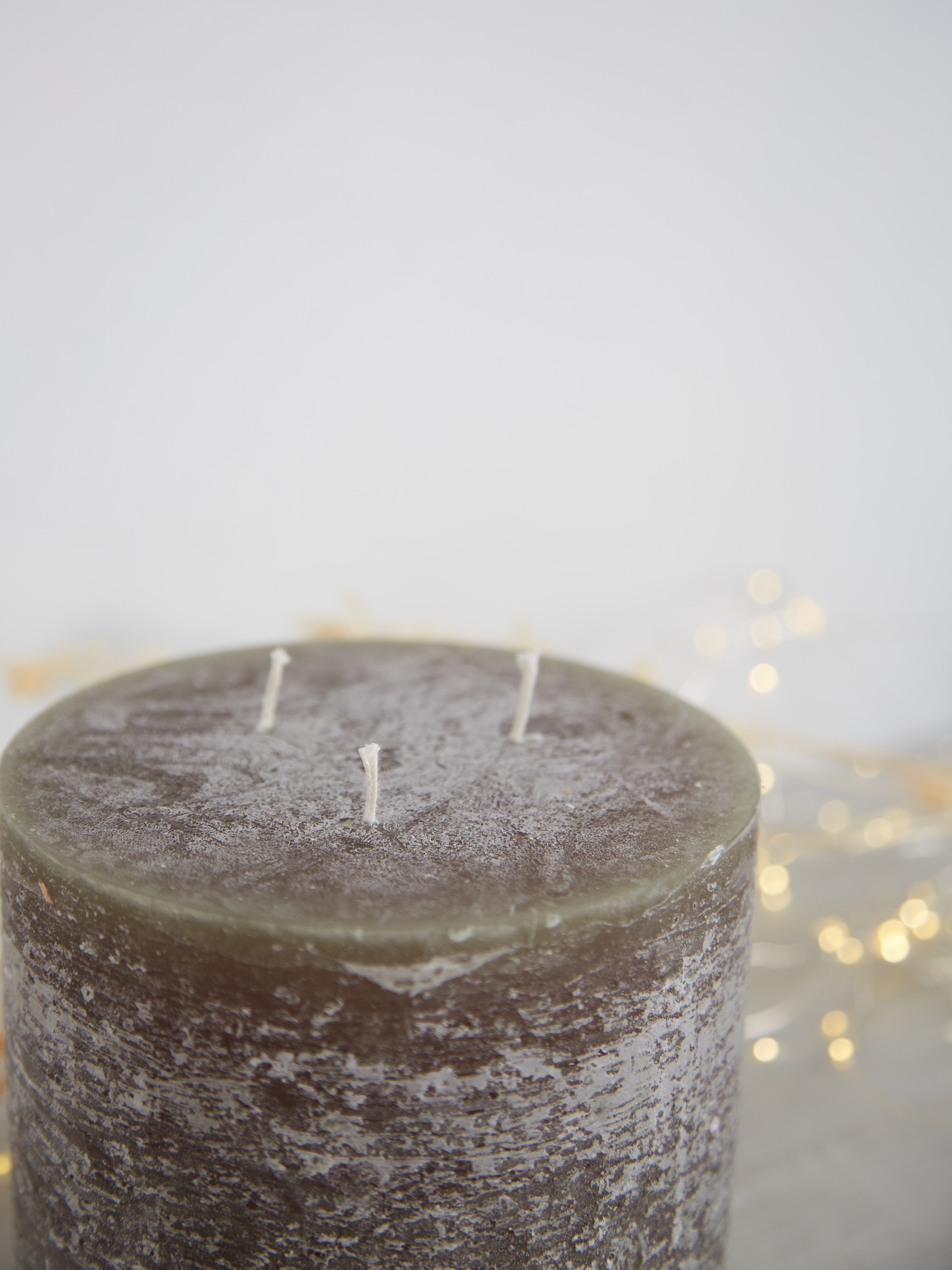 Giant Rustic Pillar Candle Olive