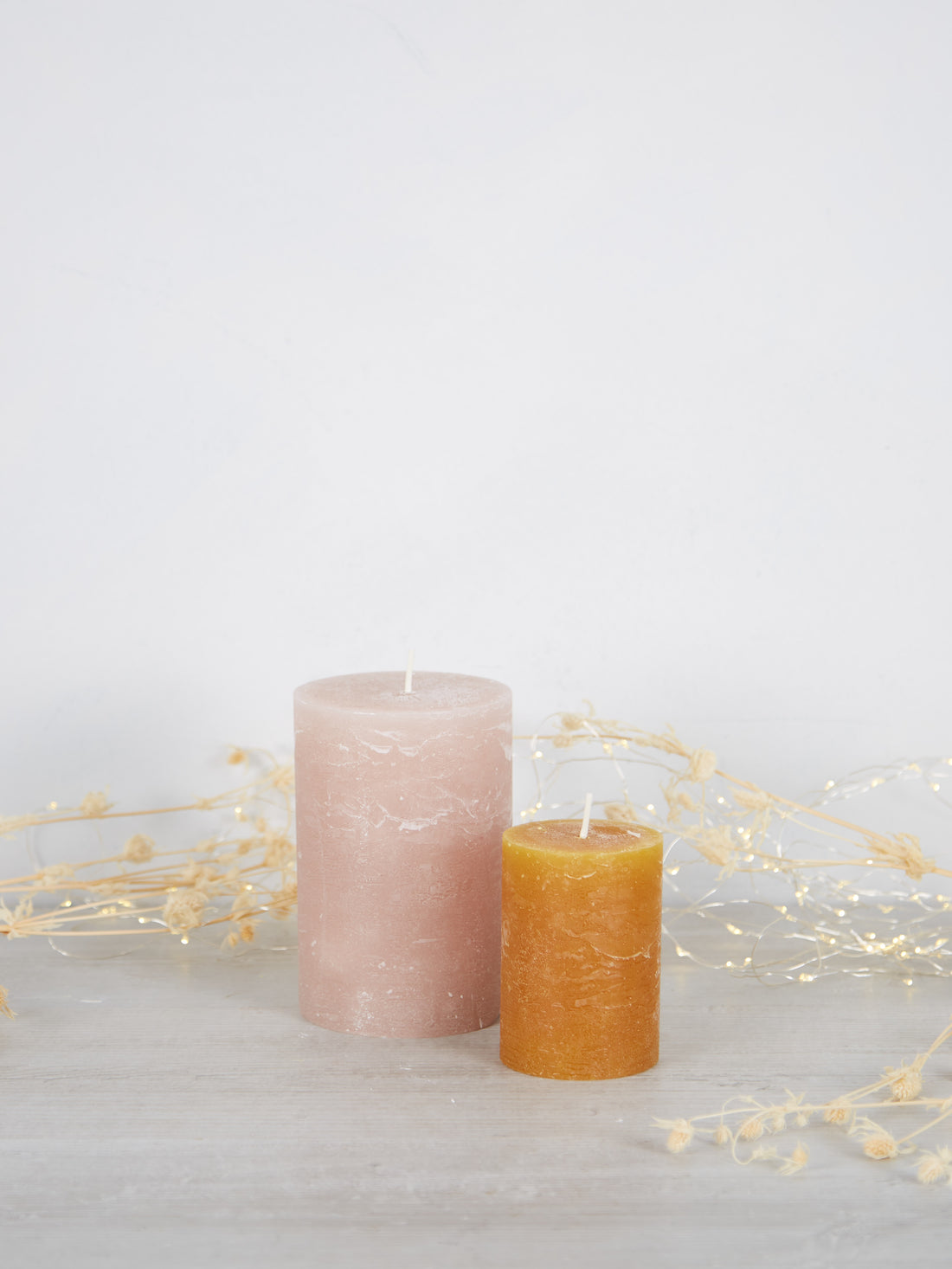 Small Rustic Pillar Candle Mustard