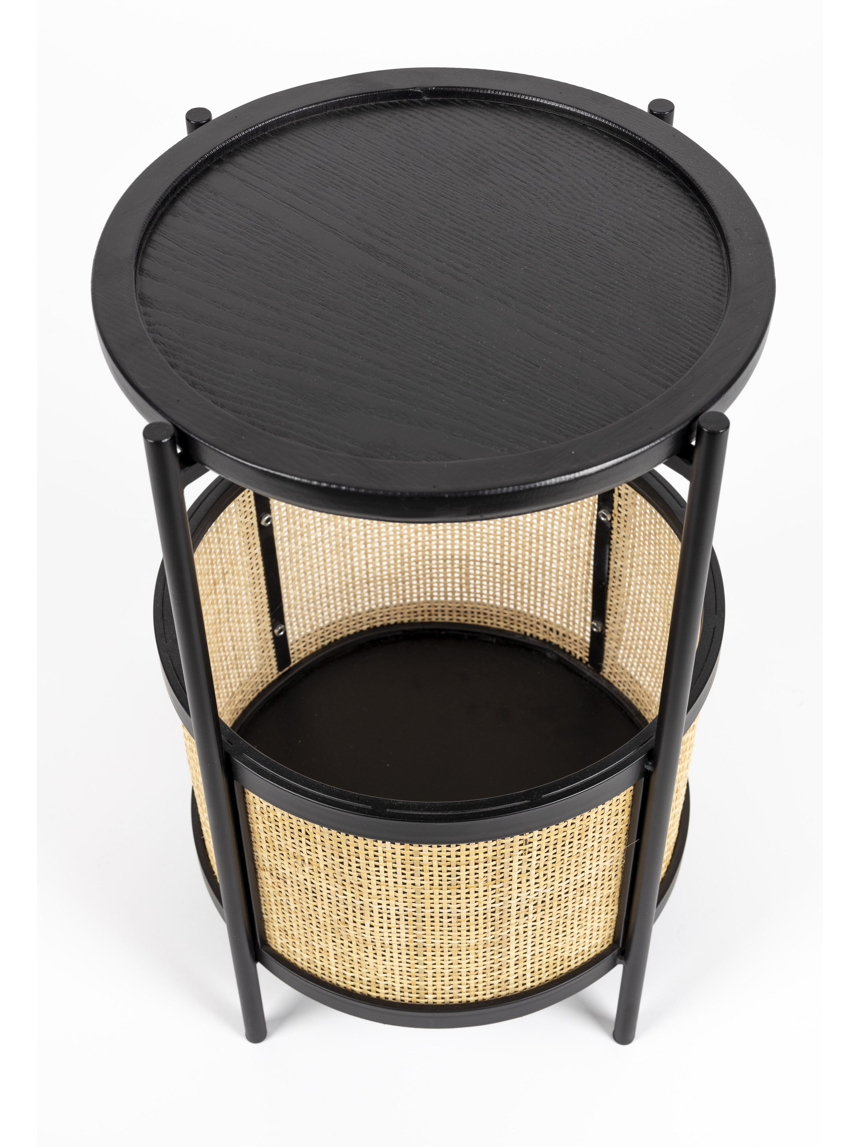 Marvis Black Rattan Round Side Table