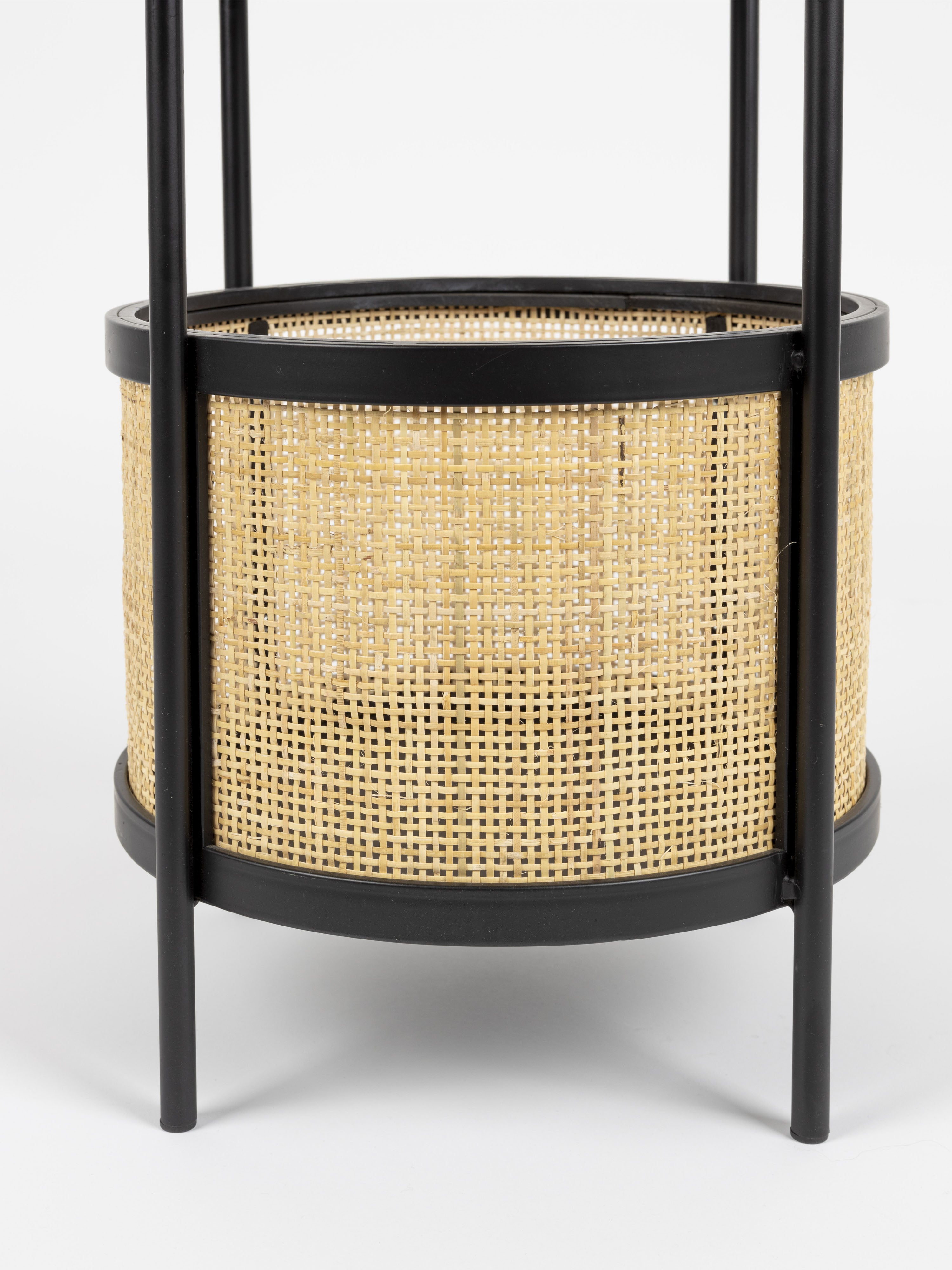 Marvis Black Rattan Round Side Table