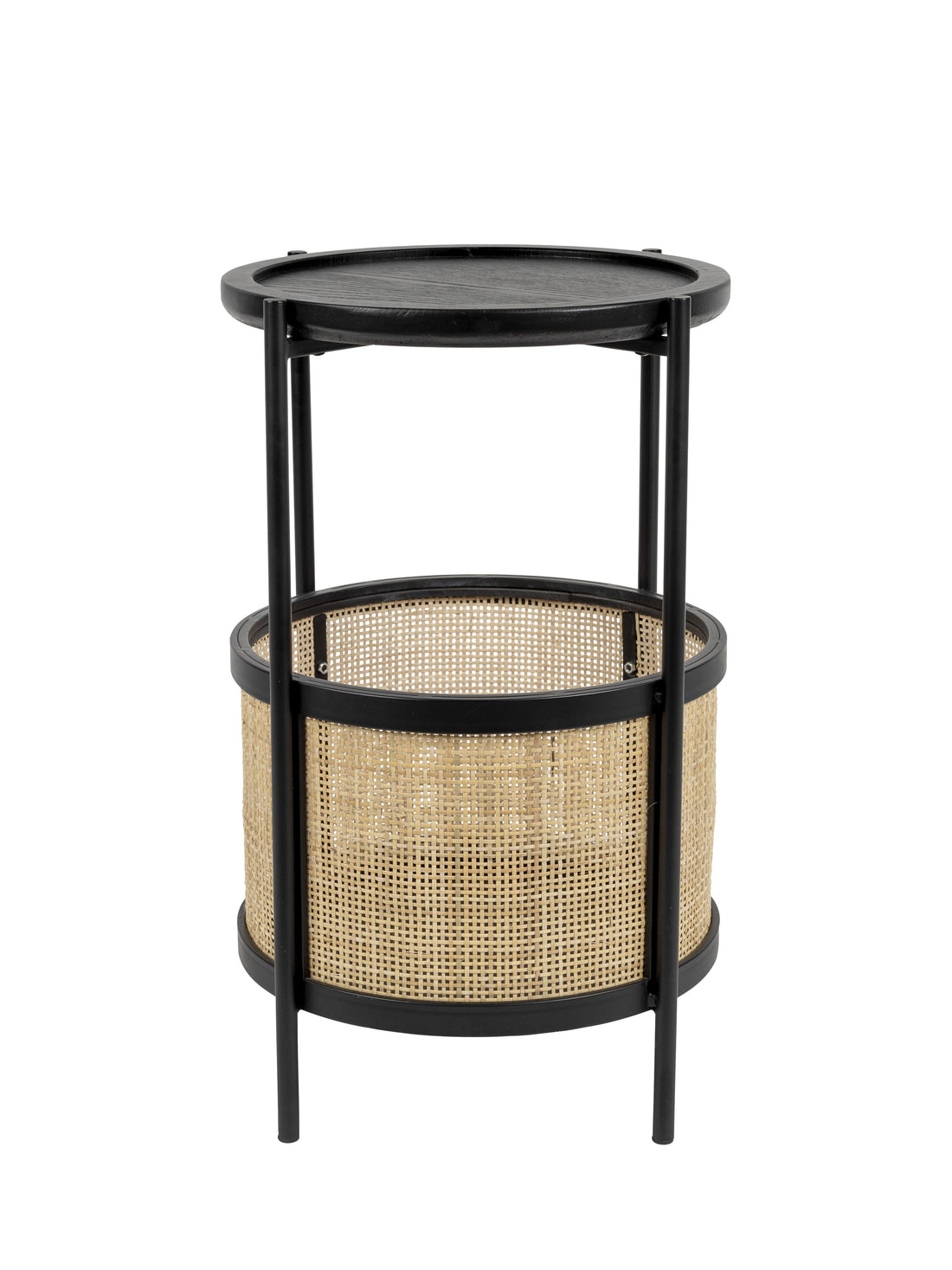 Marvis Black Rattan Round Side Table