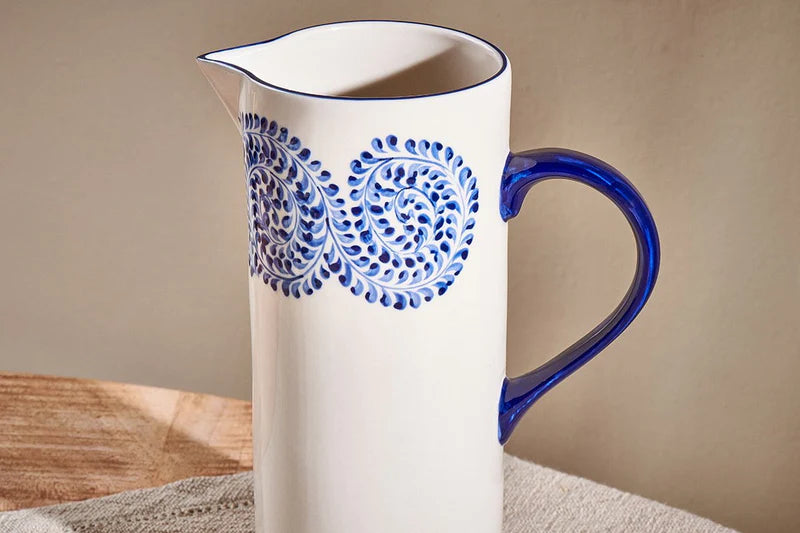 Eshani Hand Painted Indigo Ceramic Jug