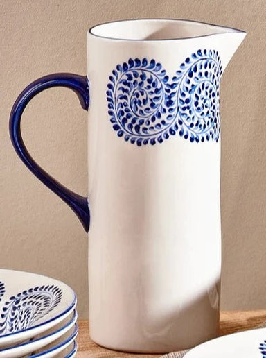 Eshani Hand Painted Indigo Ceramic Jug