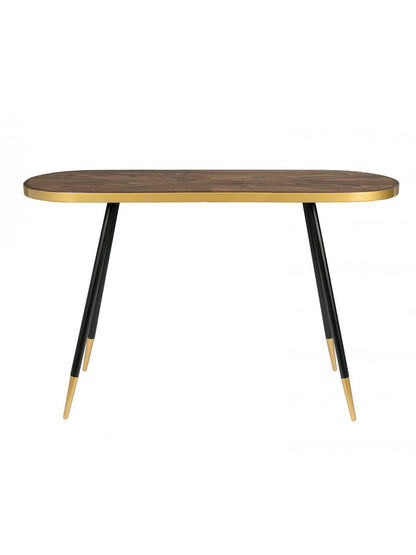 Darla Wooden Console Table with Brass Edging