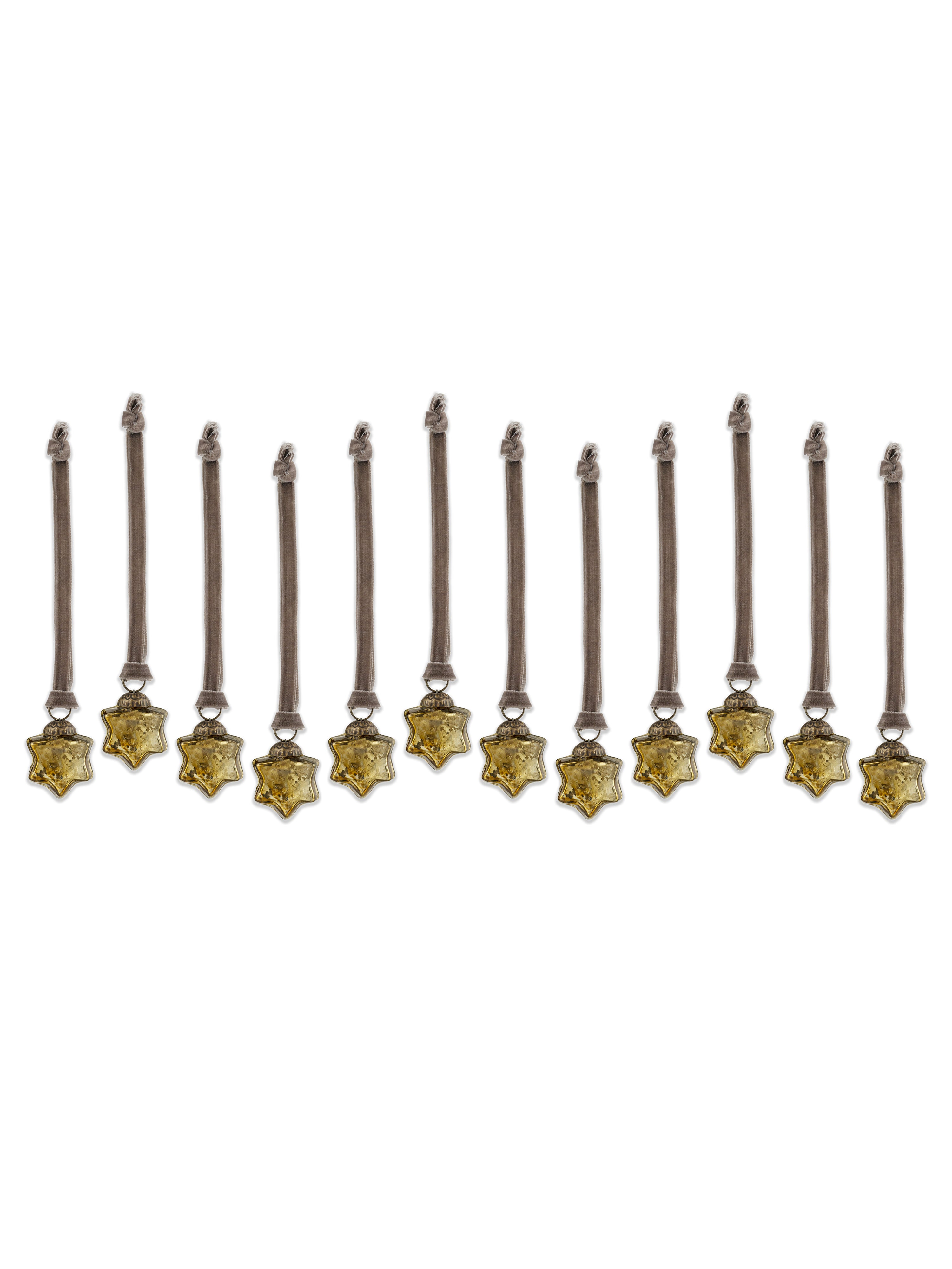 Sardi Star Mini Glass Baubles in Gold - Set of 12