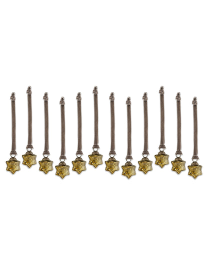 Sardi Star Mini Glass Baubles in Gold - Set of 12