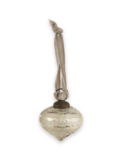 Suhara Antique Brushed Silver Striped Bauble- Small