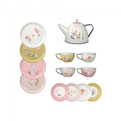 Kids Parisian Floral  Metal Tea Set